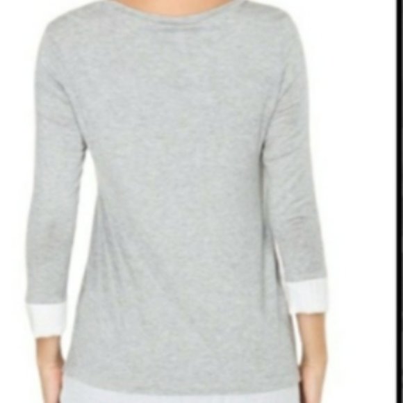 NWT Grey & White Contrast Sheer Bottom Tunic - Picture 10 of 13